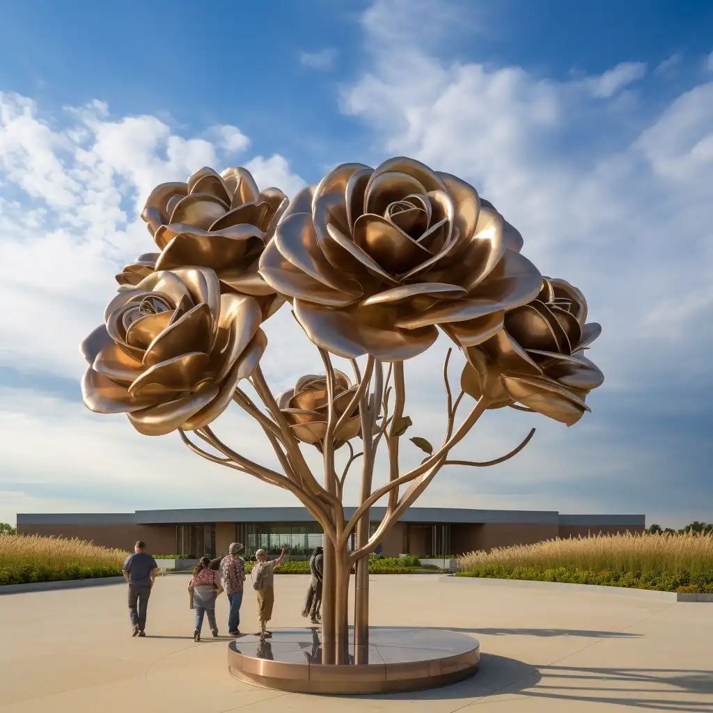 Cast Bronze Rose Sculpture