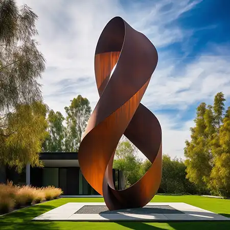 abstract corten steel sculpture