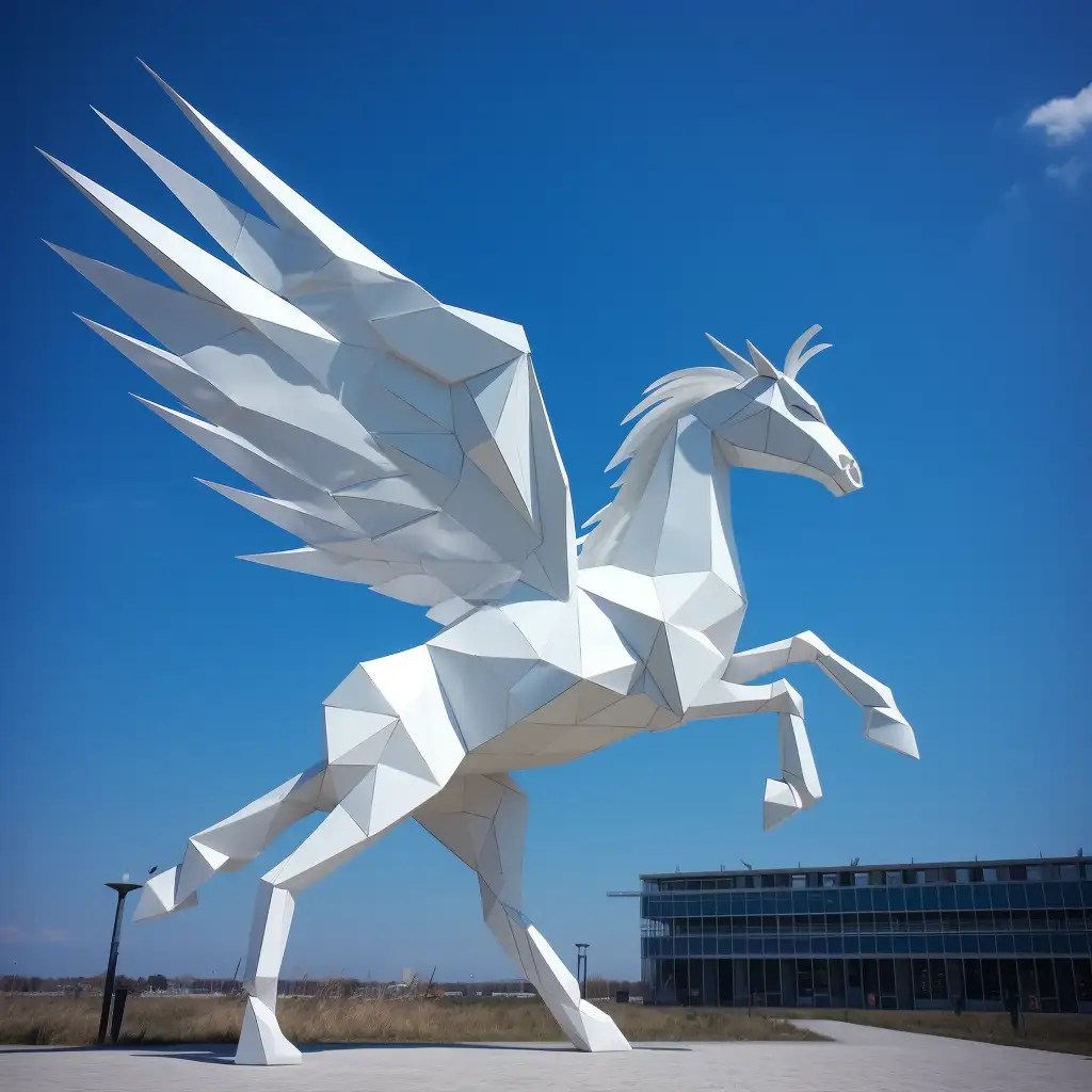 white fly horse sculpture