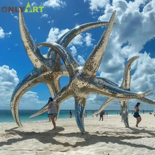 Large Art Metal Starfish Sculpture