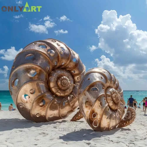 Large Metal Snail Shell Statue Sculpture