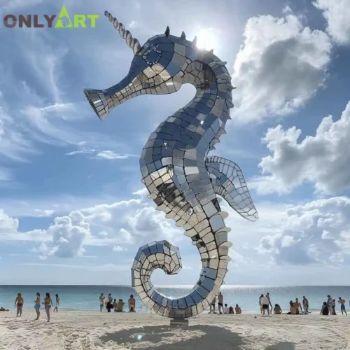 Metal Seahorse Sculpture Marine Life Sculpture