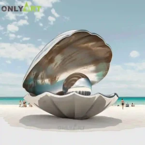 Metal Shell Pearl Sculpture