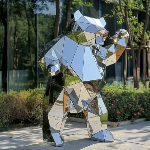 Stainless Steel Metal Bear Sculpture