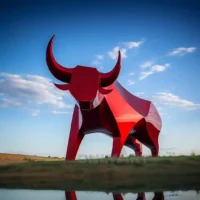 Abstract Red Bull Sculpture