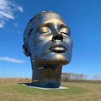 Abstract Woman Metal Face Sculpture