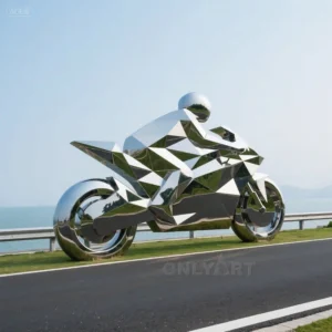 Custom Stainless Steel Metal Motorcycle Sculpture