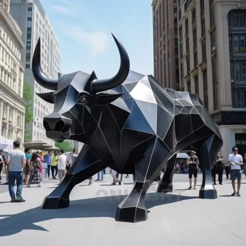Geometric Large Bull Sculpture