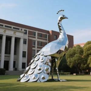 Geometry Large Peacock Statue