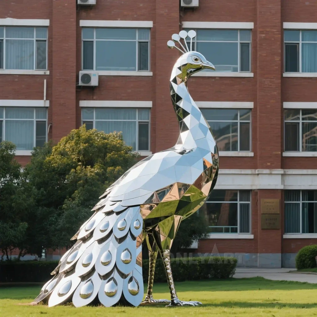 Geometry Peacock Statue