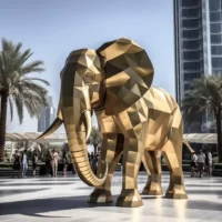 Gold Large Metal Elephant Sculpture