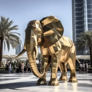 Gold Large Metal Elephant Sculpture