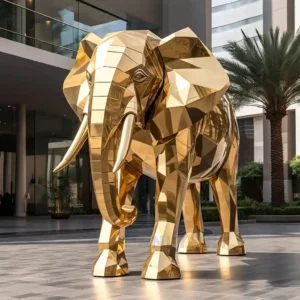 Gold Stainless Steel Elephant Sculpture
