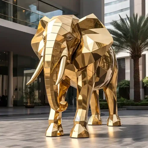 Gold Stainless Steel Elephant Sculpture