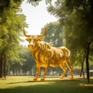 Large Gold Bull Sculpture