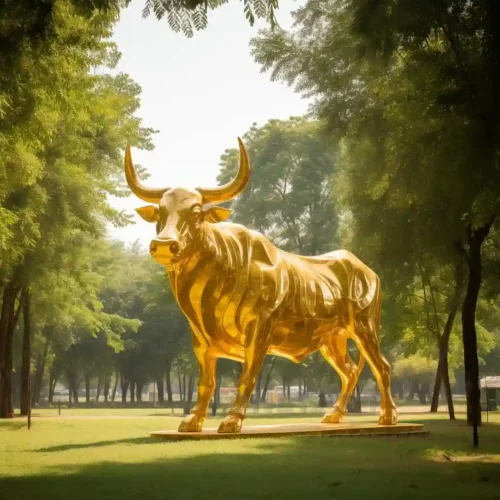 Large Gold Bull Sculpture