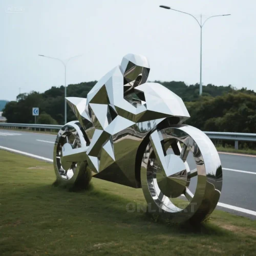Large Metal Motorcycle Sculpture