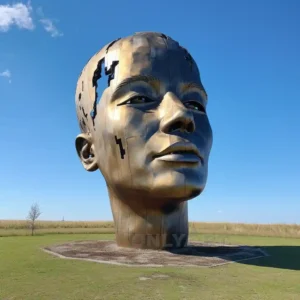 Large Stainless Steel Face Sculpture