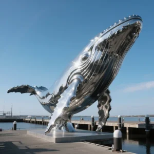 Large Stainless Steel Humpback Whale Sculpture