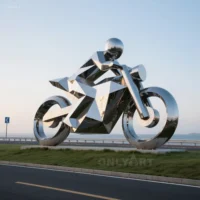 Metal Motorcycle Sculpture