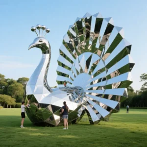 Metal Peacock Statue