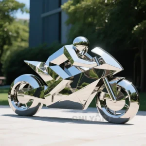 Outdoor Cast Metal Motorcycle Sculpture