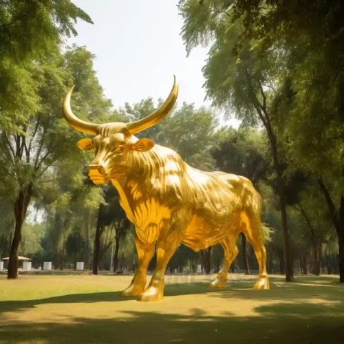 Outdoor Gold Bull Statue