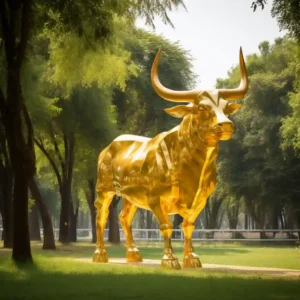 Outdoor Large Golden Bull Statue