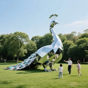Outdoor Large Peacock Statue Geometry
