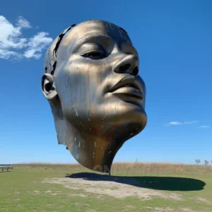 metal face sculpture