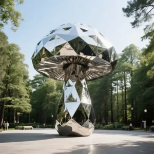 Geometry Metal Giant Mushroom Statue
