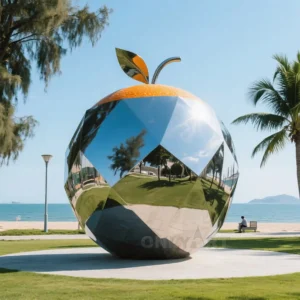 Geometry Metal Orange Sculpture