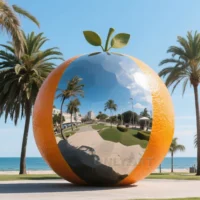 Large Orange Sculpture Statue