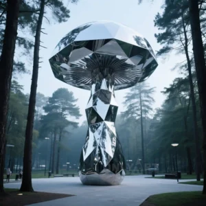 Metal Giant Mushroom Statue