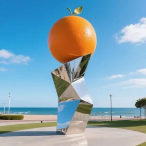 Metal Orange Fruit Sculpture