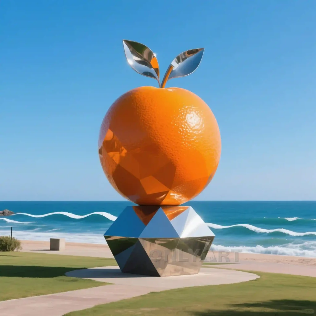Orchard Stainless Steel Metal Orange Fruit Sculpture