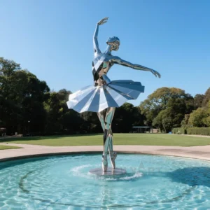 Stainless Steel Metal Ballerina Sculpture