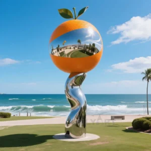 Stainless Steel Metal Orange Sculpture