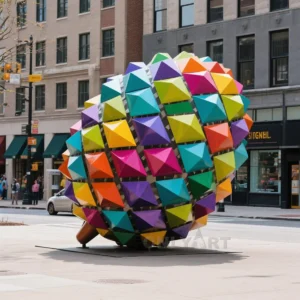 Colorful Metal Pine Cone Sculpture For Sale