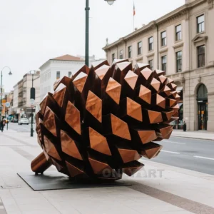 Corten Steel Pine Cone Sculpture