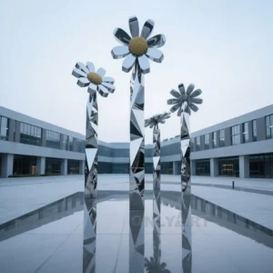 Geometric Statue Daisy Flowers