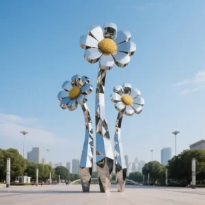 Geometry Daisy Statue For Garden