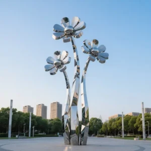 Geometry Metal Daisy Flower Statue