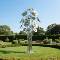 Hand Crafted Metal Daisy Ornament Sculpture