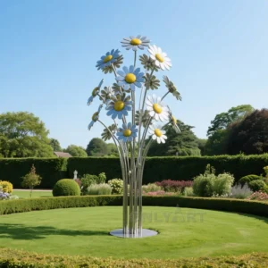 Hand Crafted Metal Daisy Ornament Sculpture
