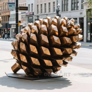 Large Corten Steel Metal Pine Cone Sculpture