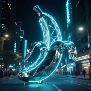 Metal Banana Sculpture With Light