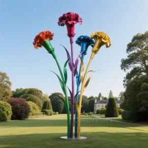 Metal Carnation Flower Sculpture