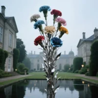 Metal Carnation Statues For Garden