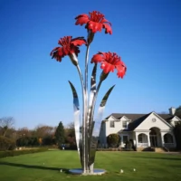 Metal Dianthus Flower Sculpture